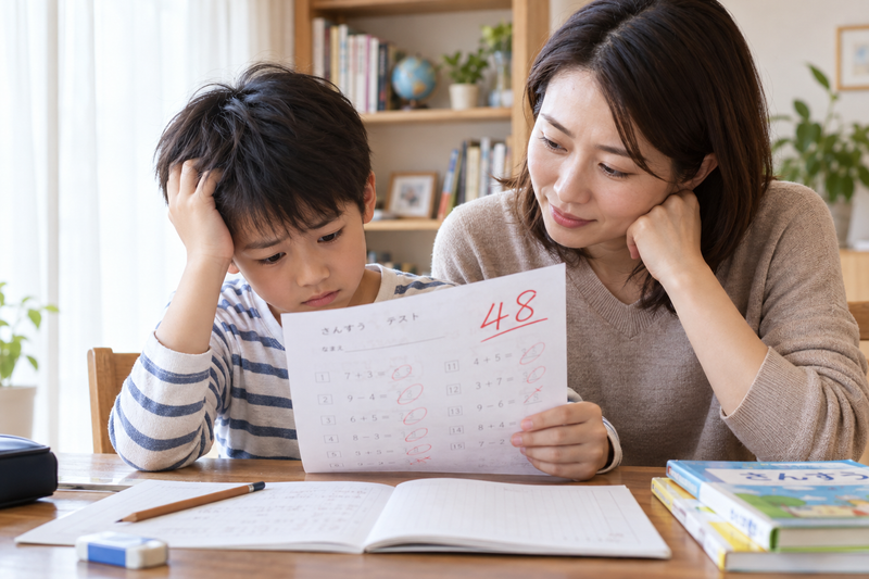 小学生のテストで50点以下を取ったら?原因の見つけ方と点数を上げる家庭での対策
