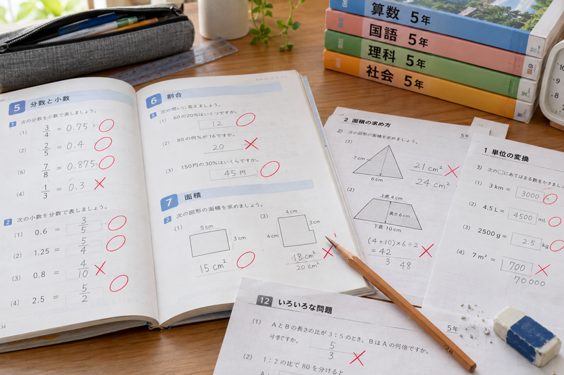 小5算数のつまずき対策！単元別の原因と家庭でできる克服法